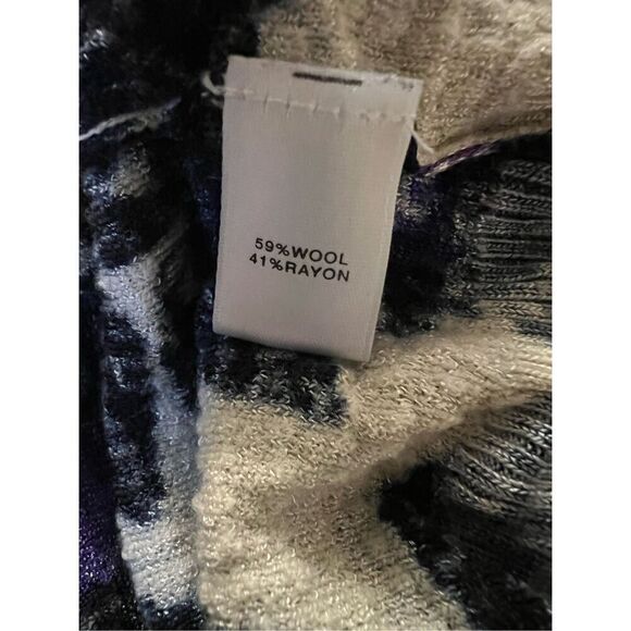 SoCa St. John Wool Blend 3/4 Sleeve V-Neck Beaded Floral Print Lightweight Sweat - Picture 9 of 11